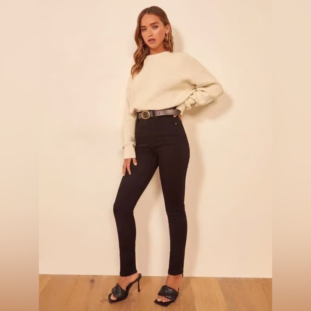 Reformation Sz 28 Harper Black High Rise Skinny Jeans